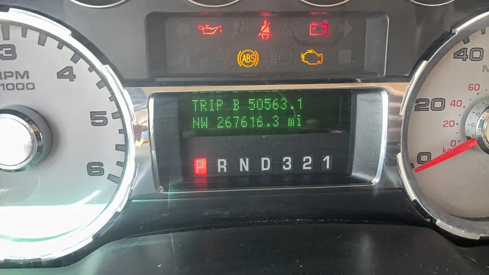 Diesel pickup engine bay with 267 thousand miles on it